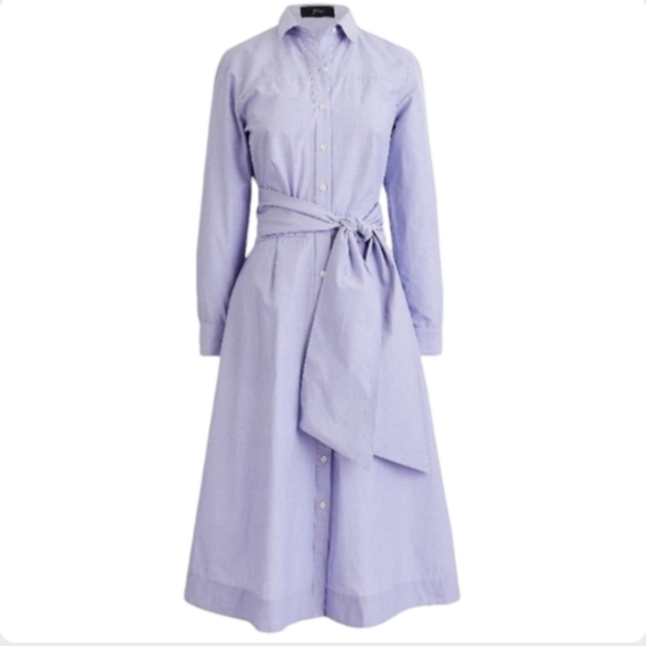 J.Crew Light Blue Tie Waist Cotton Shirtdress Classic Button Down Size 6 - Picture 4 of 10